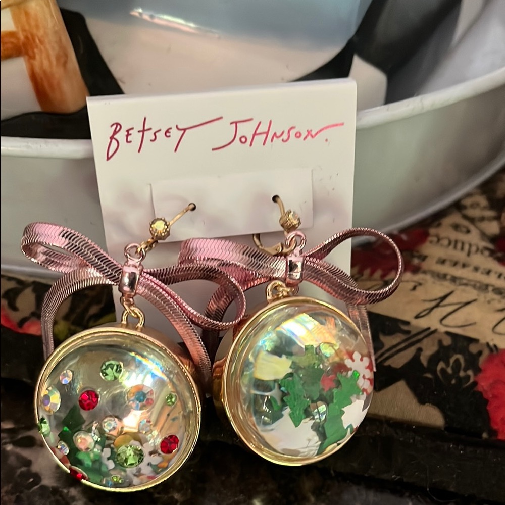 Betsey Johnson Pink and Gold Festive Earrings